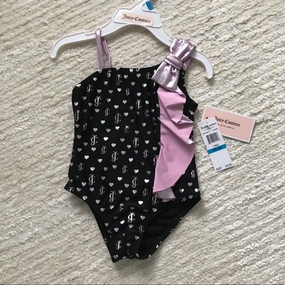 NWT Juicy Couture black and pink logo bathing suit - Picture 2 of 6